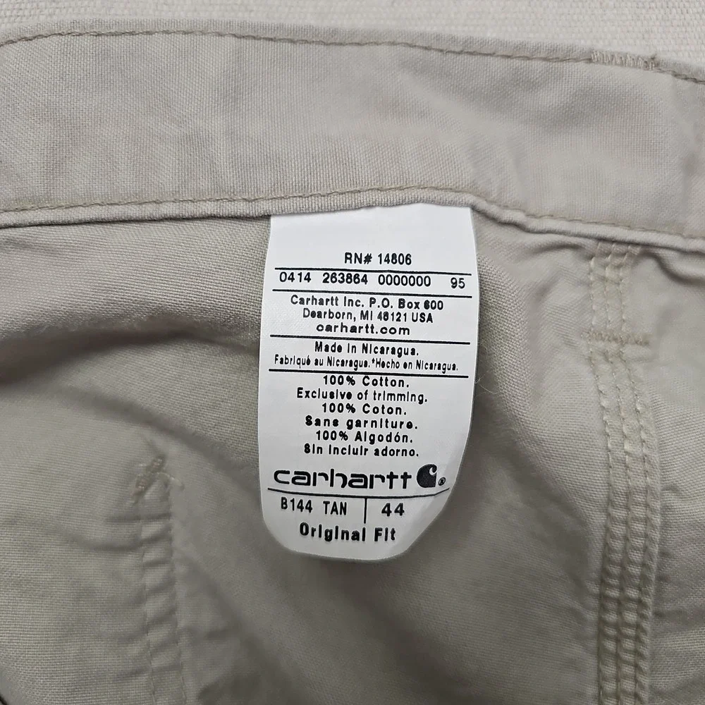 Carhartt Men's 44 Tan Solid Canvas Carpenter Workwear Original Fit Shorts‎ B144